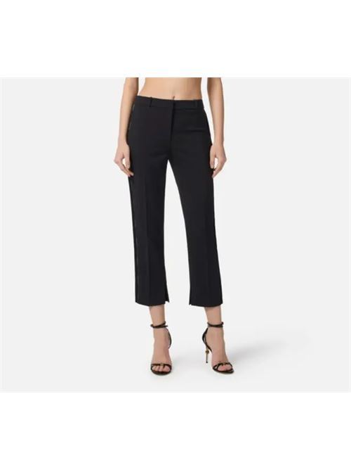 TROUSERS WITH SATIN BAND ELISABETTA FRANCHI | PA08856E2110 Nero